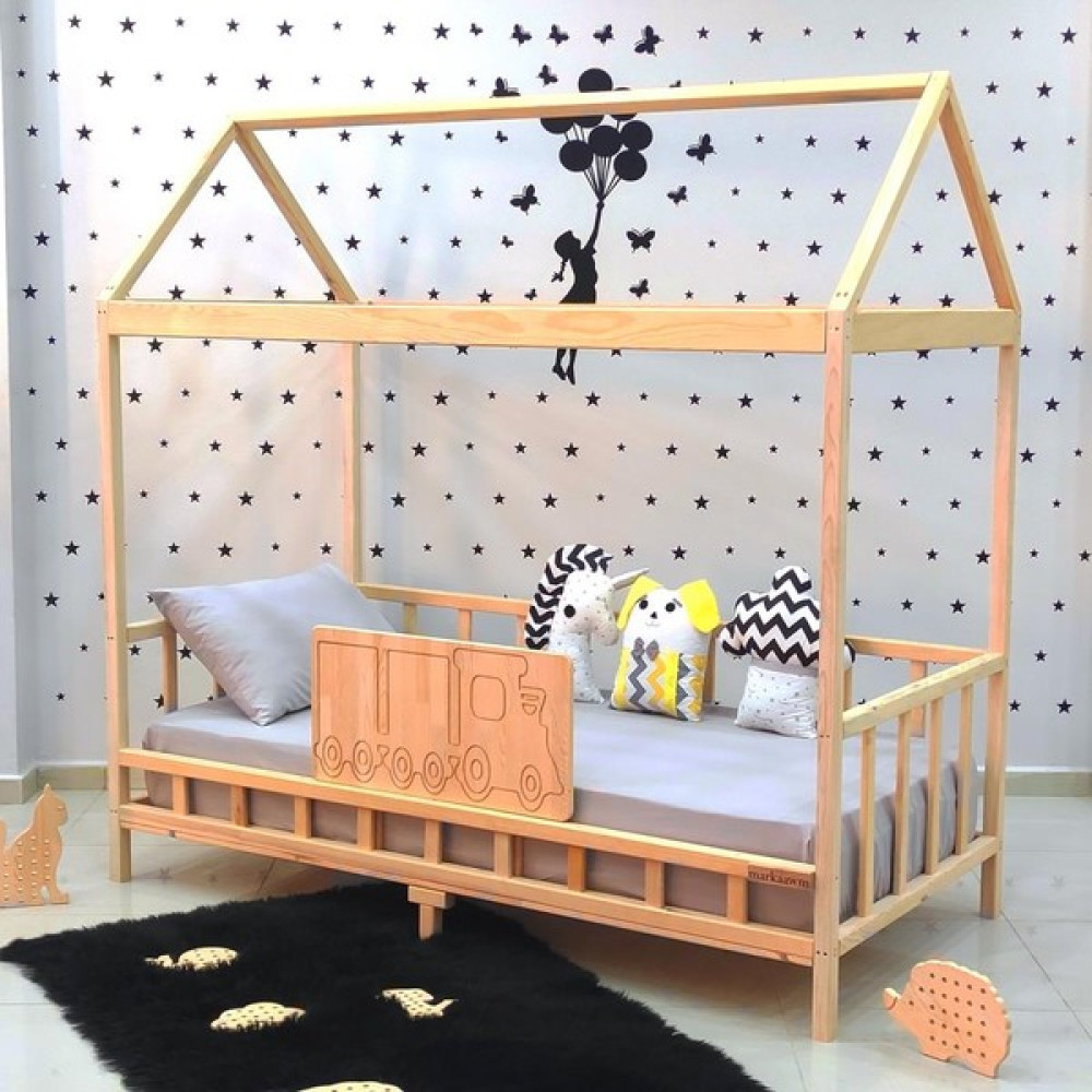MiniWood Tren Montessori Yatak Çocuk Karyola Doğalçam Bebek Yatak - 60 x 120 cm - Ahşap Karyola Fiyatı