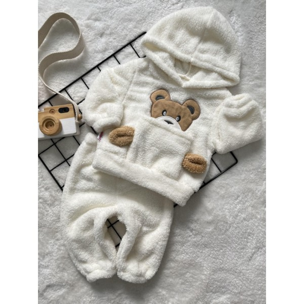 Minizade Kışlık Peluş Welsoft Cepli Kapüşonlu Bebek Takımı Bebek Giysi Takım Fiyatı