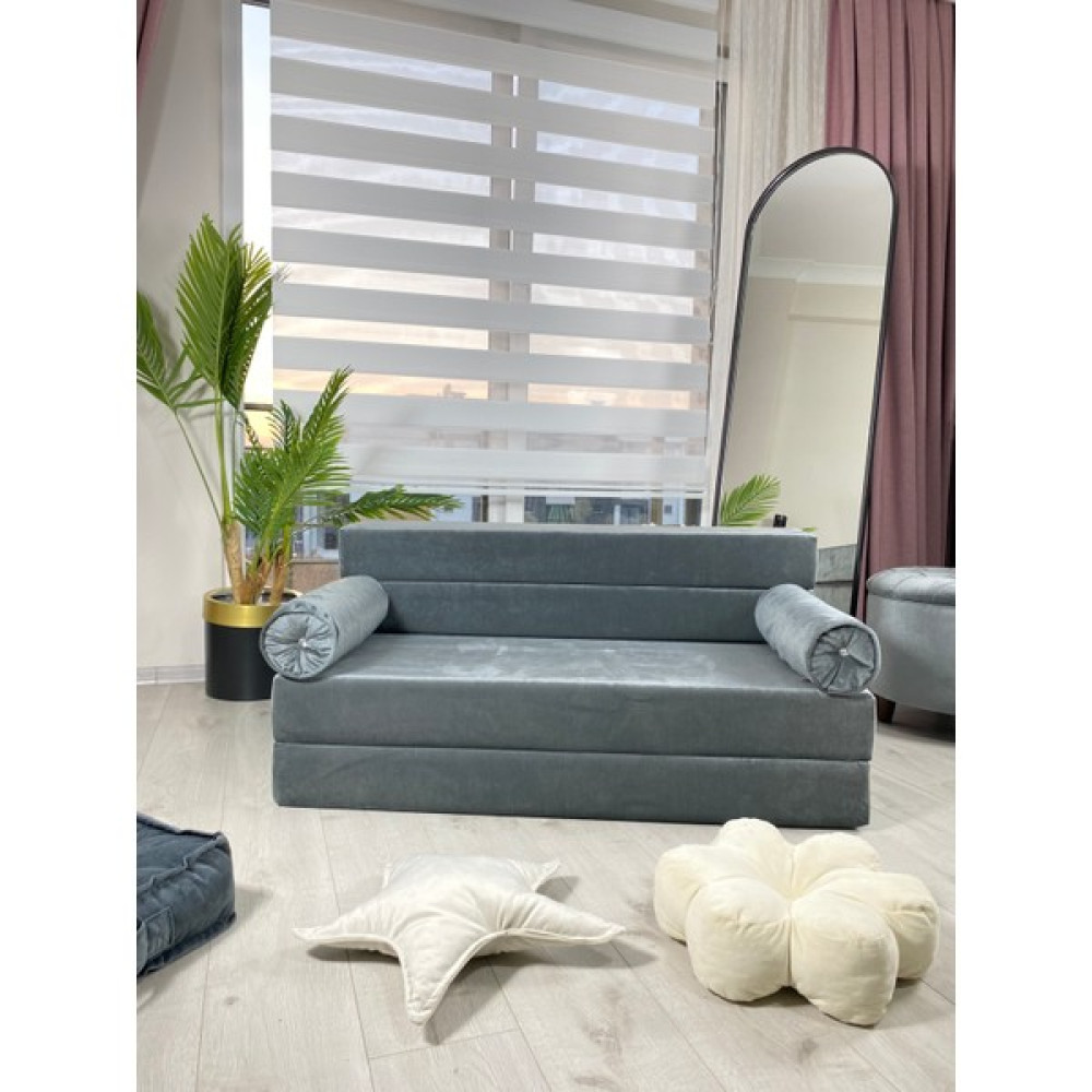 Minness Katlanır Yatak & Katlanır Koltuk-Baby Face Kumaş AÇIK GRİ 120 x 200cm & Oturum Yüksekliği 29 cm - Gri Kanepe & Çekyat Fiyatı