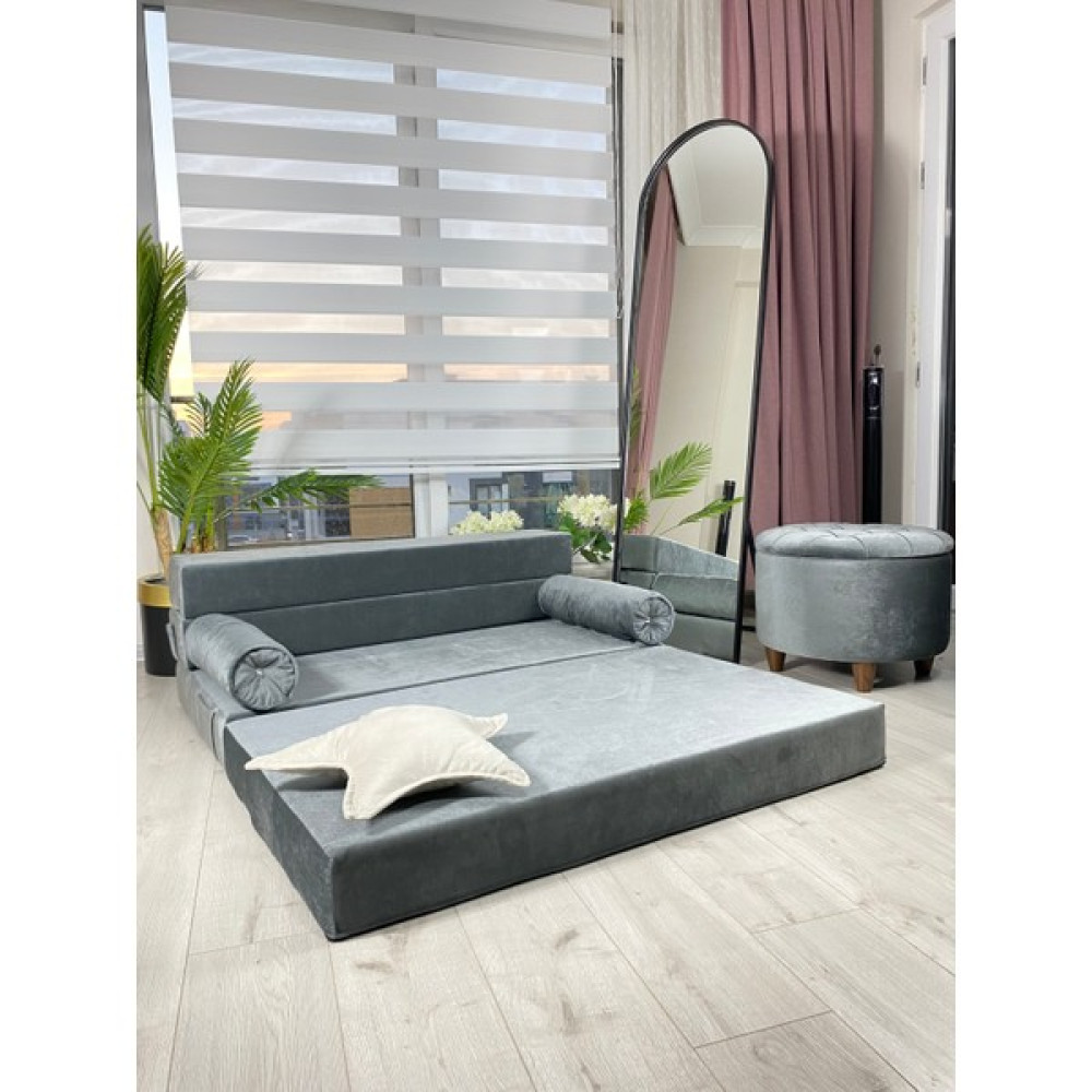 Minness Katlanır Yatak & Katlanır Koltuk-Baby Face Kumaş Açık Gri 120*200 &oturum Yüksekliği 29CM Bebek-Çocuk Odası Fiyatı