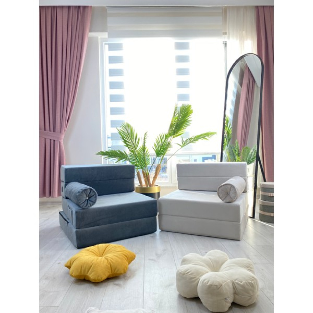 Minness Tek Kişilik Katlanır Yataklı Koltuk-Babyface Kadife Antrasit 70X200&OTURUM YÜKSEKLIK29CM Bebek-Çocuk Odası Fiyatı