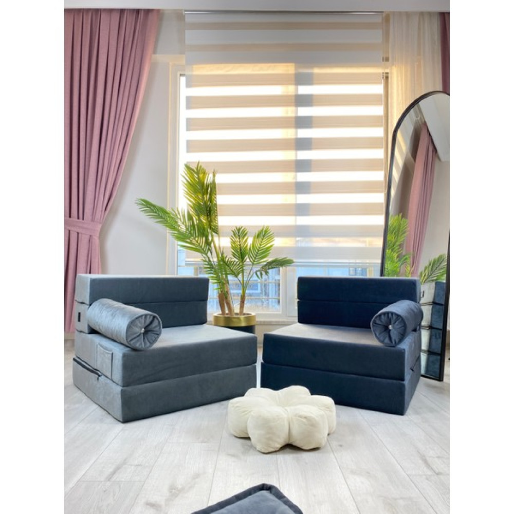 Minness Tek Kişilik Katlanır Yataklı Koltuk-Babyface Kadife Antrasit 70X200&OTURUM YÜKSEKLIK29CM - 70 x 200 cm Yatak Fiyatı