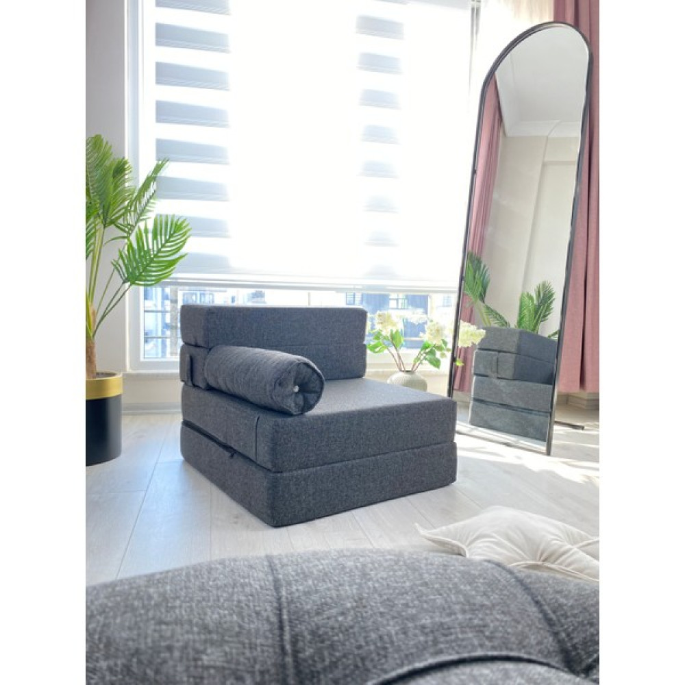 Minness Tek Kişilik Katlanır Yataklı Koltuk-Babyface Keten Antrasit 70X200&OTURUM YÜKSEKLIK29CM Bebek-Çocuk Odası Fiyatı