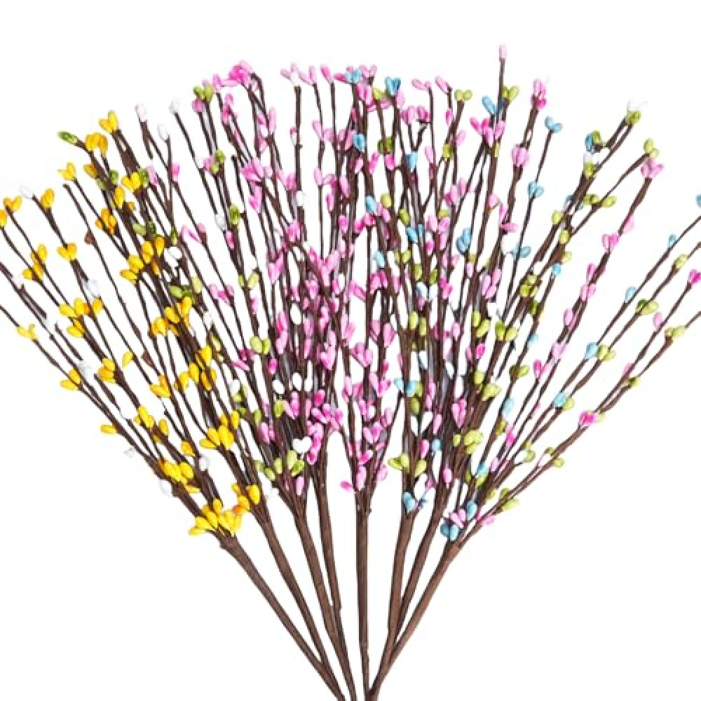 Minnhua 8Pcs 15.7 in Artificial Easter Paster Pip Berry Sprays Pastel Pip Berry Stems Floral Picks Stems Easter Stems for Vase Crafts Spring Floral Arrangement Wreath Making Decor