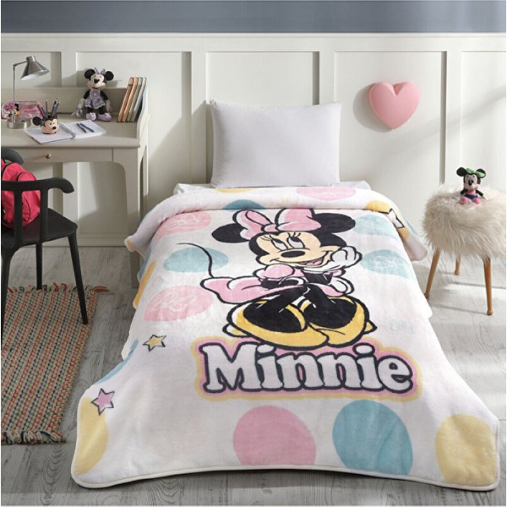 Minnie Mouse Happy Disney Lisanslı Tek Kişilik Çocuk Battaniyesi 160X220 Bebek Battaniyesi Fiyatı