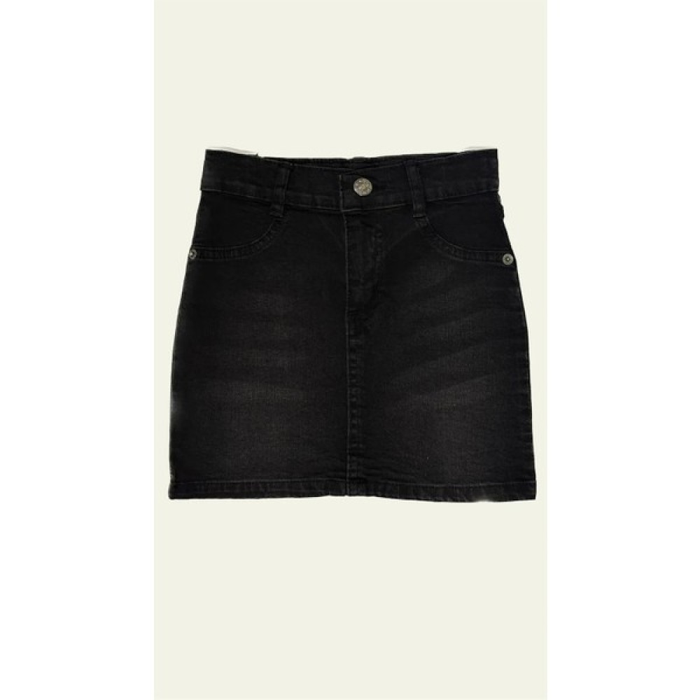 Minny Max Beli Ayarlanabilir Lastikli Denim Kumaş Spreyli Siyah Kot Etek Etek Fiyatı