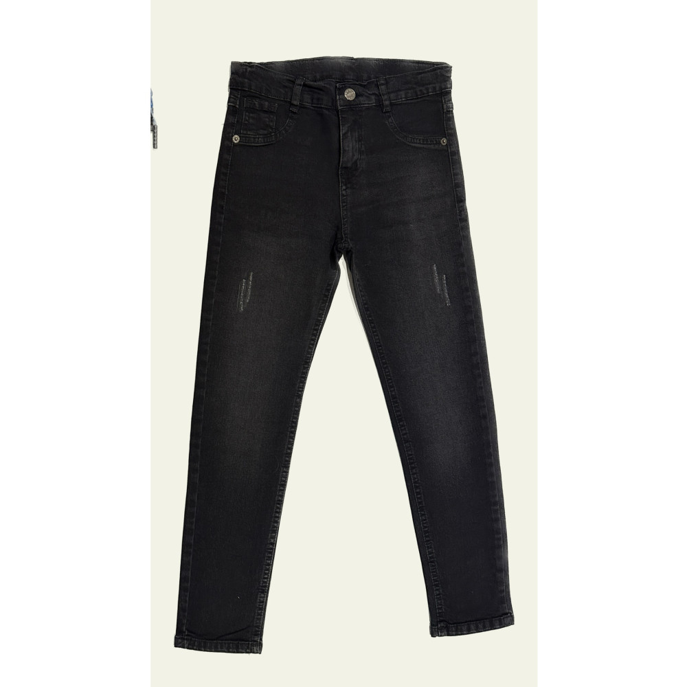 minny max Beli Ayarlanabilir Lastikli Denim Kumaş Yıpratmalı Siyah Kot Pantolon 7-8 Yaş Beden Kadın Pantolon Fiyatı