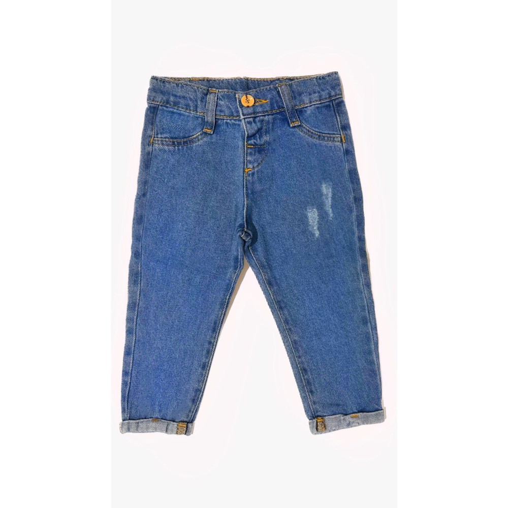 minny max Beli Lastikli Yıpratma Detaylı Denim Çocuk Pantolon 4 YAŞ Beden Kadın Pantolon Fiyatı
