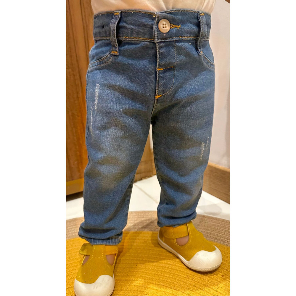 minny max Çocuk Jean Açık Mavi Kot Pantolon Denim Kumaş Beli Ayarlanabilir Lastikli 9 - 12 Ay Beden Kadın Pantolon Fiyatı