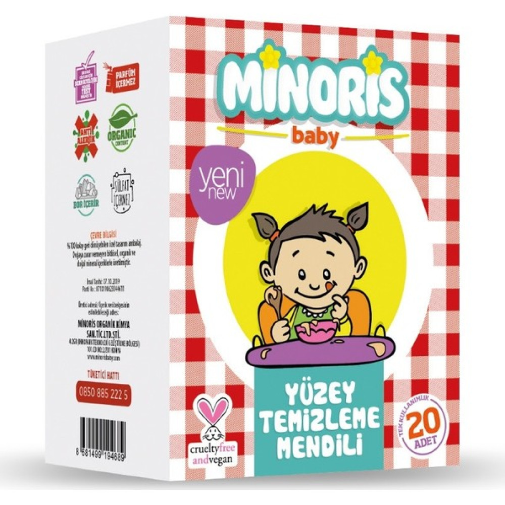 Minoris Baby Organik Yüzey Temizleme Mendili Tek Paketli 20 Adet Bebek Kulak Çubuğu Fiyatı