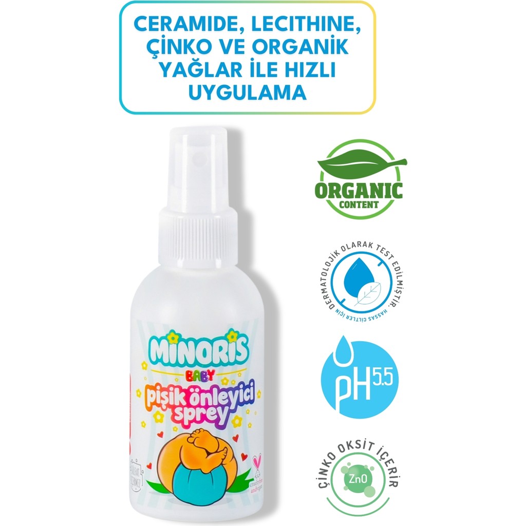 Minoris Baby Pişik Önleyici Sprey 100ML Parfümsüz, Vegan Parfümler Fiyatı