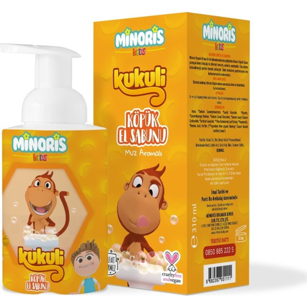 Minoris Kids. Kukuli. Organik Köpük El Sabunu. Muz Aromalı Bebek Sabunu Fiyatı