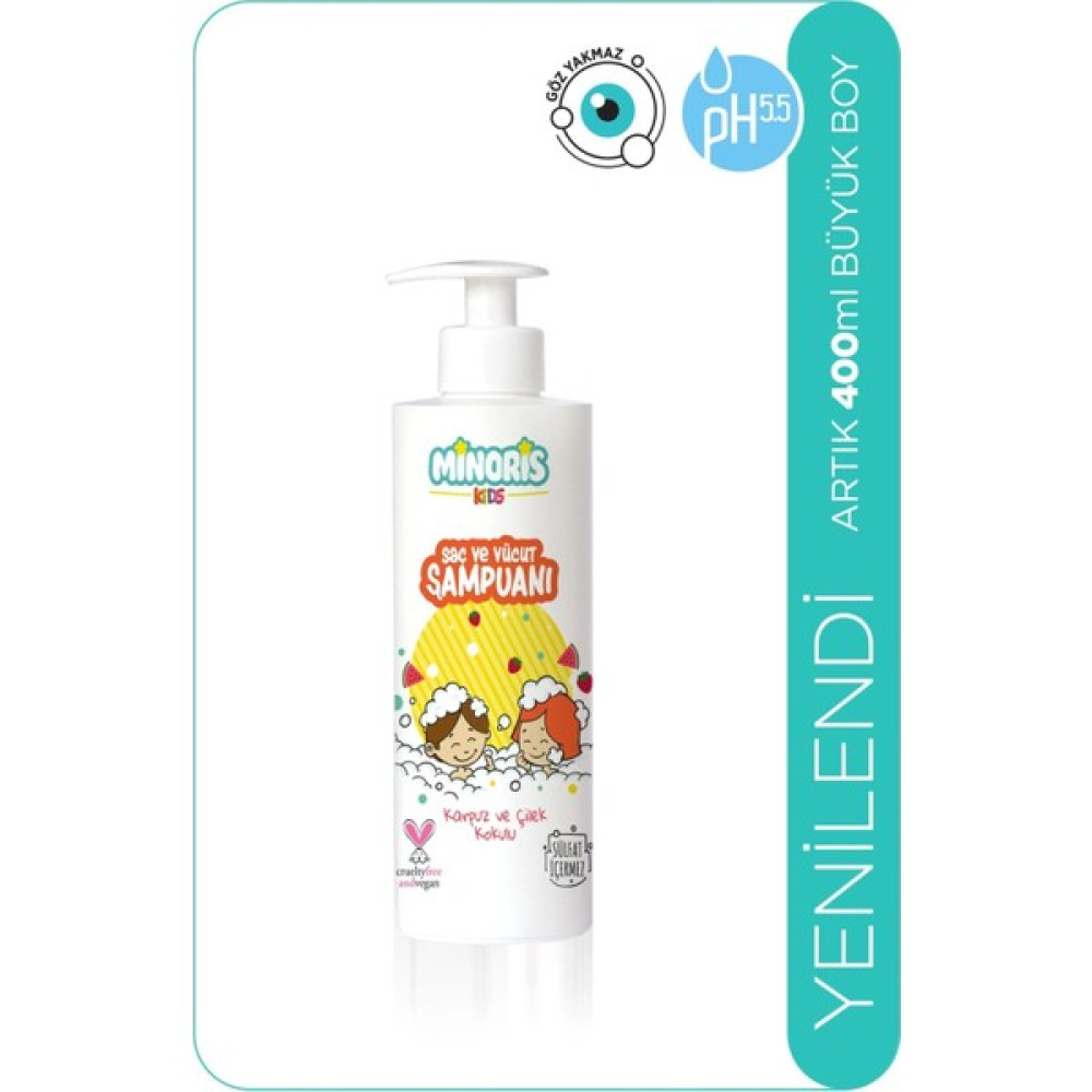 Minoris Kids Organik Saç ve Vücut Şampuanı Karpuz Çilek Kokulu 400ml Bebek Şampuanı Fiyatı
