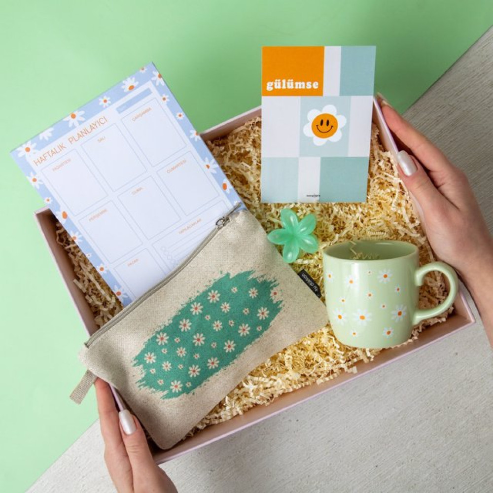 Mint Papatyalı Hediye Kutusu
