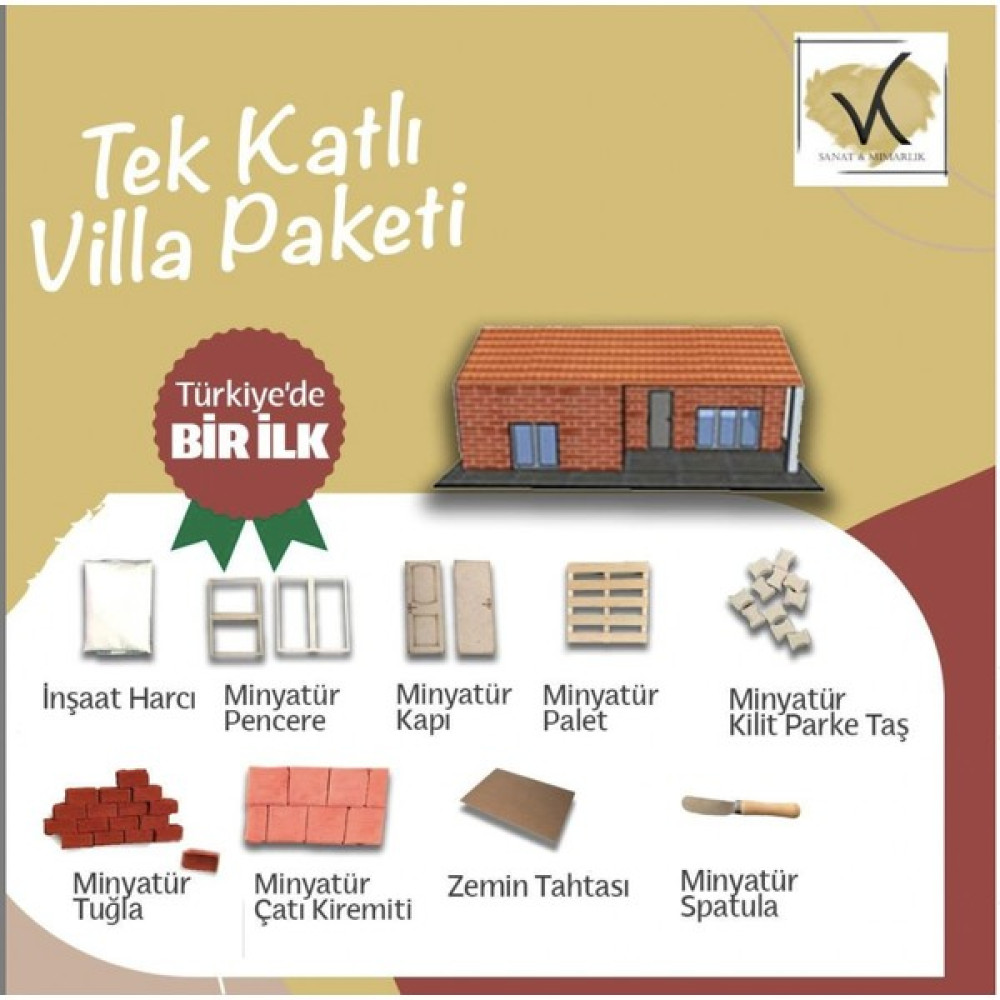 Minyatür Tuğla ile Tek Katlı Minyatür Ev Kendin Yap Hobi Kit Paketi, Usta Paketi Maket Fiyatı