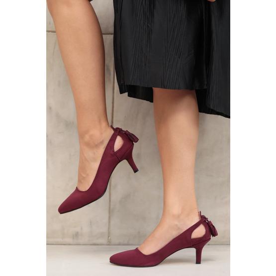 Mio Gusto Drop Bordo Süet Kadın Topuklu Ayakkabı