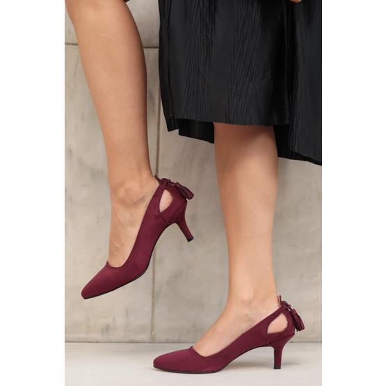 Mio Gusto Drop Bordo Süet Kadın Topuklu Ayakkabı