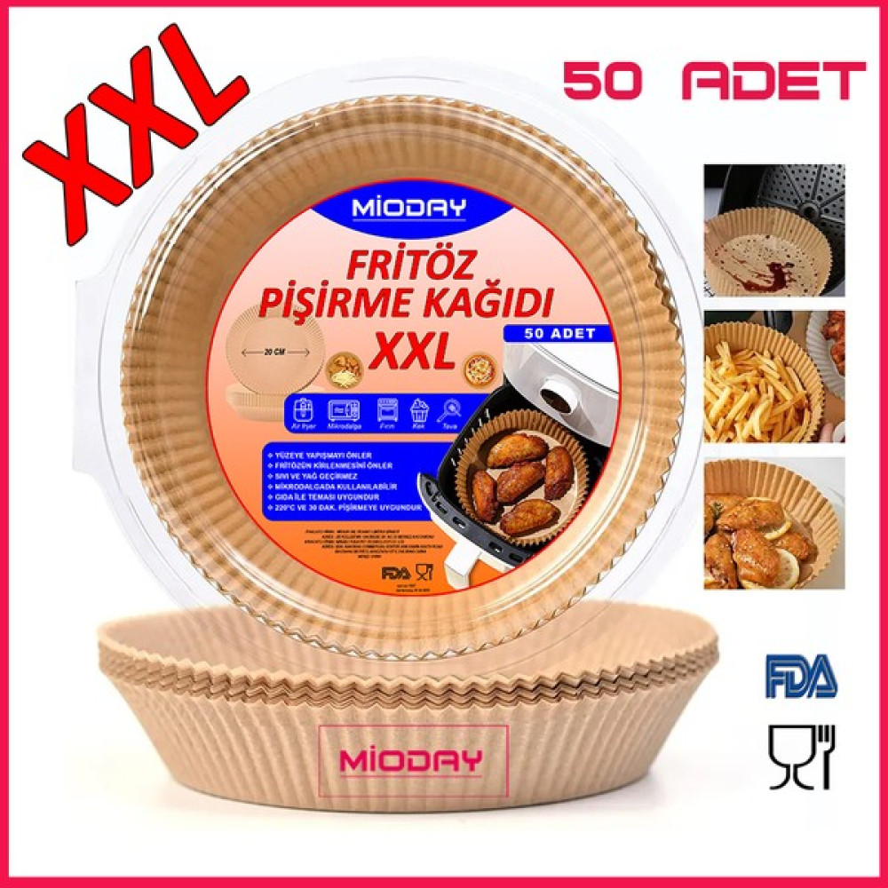 Mioday XXL Air Fryer Fritöz Pişirme Kağıdı Yağlı Kağıt Xxl Büyük Boy 50 Adet - Açık Kahverengi Pişirme Kağıdı Fiyatı