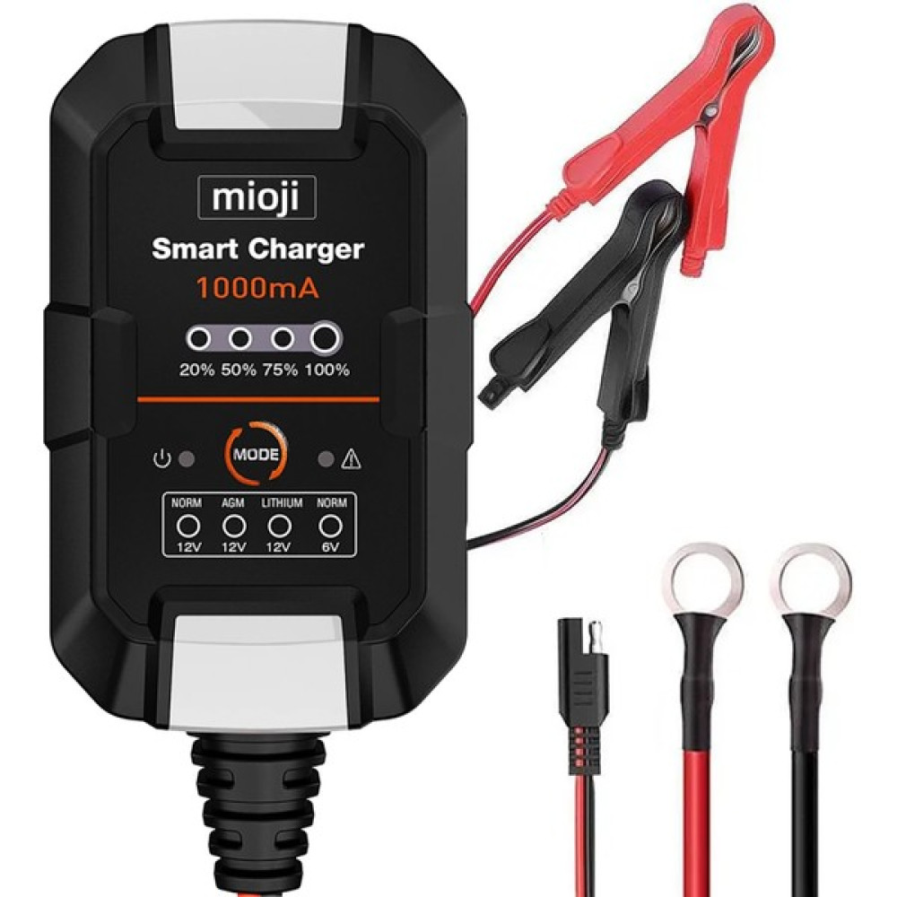 Mioji Mio 1000 1A 6V ve 12V Araba Şarj, Akü Bakım, Damlama Şarj Cihazı ve Motosiklet, ATV, Lityum ve Derin Döngülü Aküler için Kükürt Giderici Akıl... Akü Şarj Edici Fiyatı