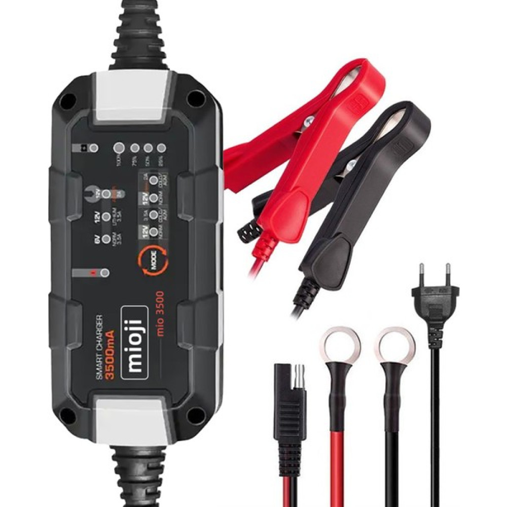 Mioji Mio 3500 3.5A 6V ve 12V Araba Şarj, Akü Bakım, Damlama Şarj Cihazı ve Motosiklet, ATV, Lityum ve Derin Döngülü Aküler için Kükürt Giderici Ak... Akü Şarj Edici Fiyatı