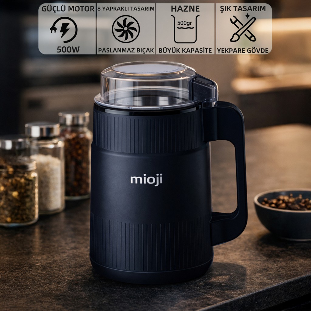 Mioji Mio CG34 500W Paslanmaz Çelik Bıçak Kompakt Baharat ve Kahve Öğütücü Siyah Tuz, Şeker, Baharat Fiyatı