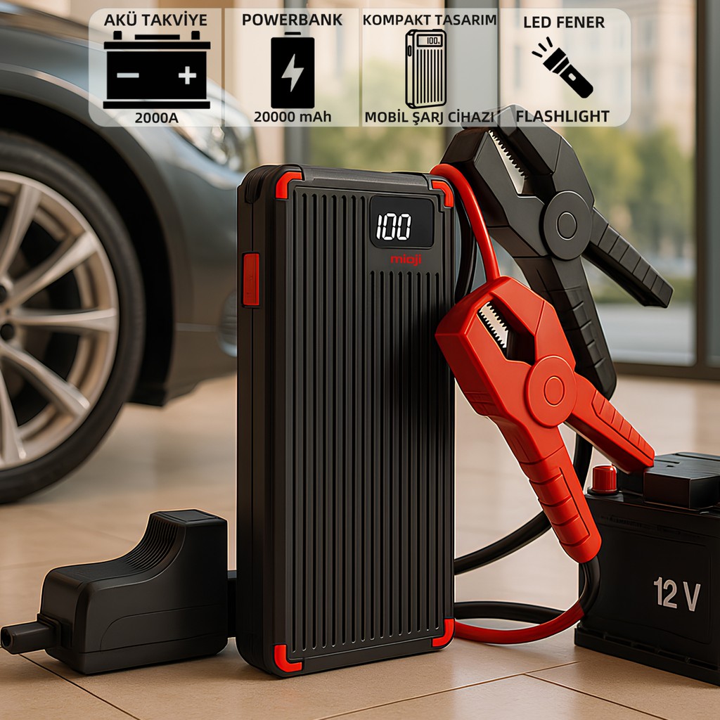 Mioji Mio D6H Plus 20000mAh 2000A Jump Starter Hızlı Şarj Destekli Akü Takviye Cihazı + Powerbank Taşınabilir Şarj Cihazı - Powerbank Fiyatı