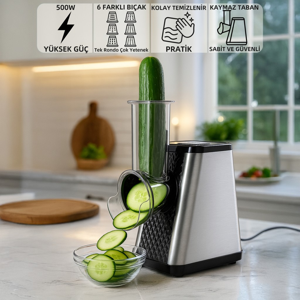 Mioji Mio MX30 6in1 500W Otomatik Dilimleme Doğrayıcı Rende Rondo Makinesi - Gri Doğrayıcılar / Rondolar Fiyatı