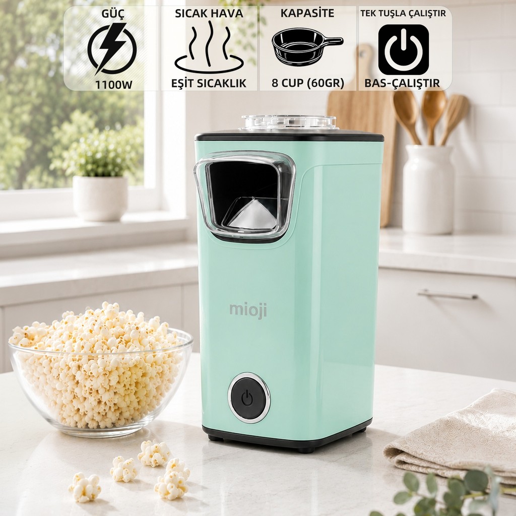 Mioji Mio Popx1 Yağsız Kompakt Mısır Patlatma Makinesi - Yeşil Mısır Patlatma Makineleri Fiyatı