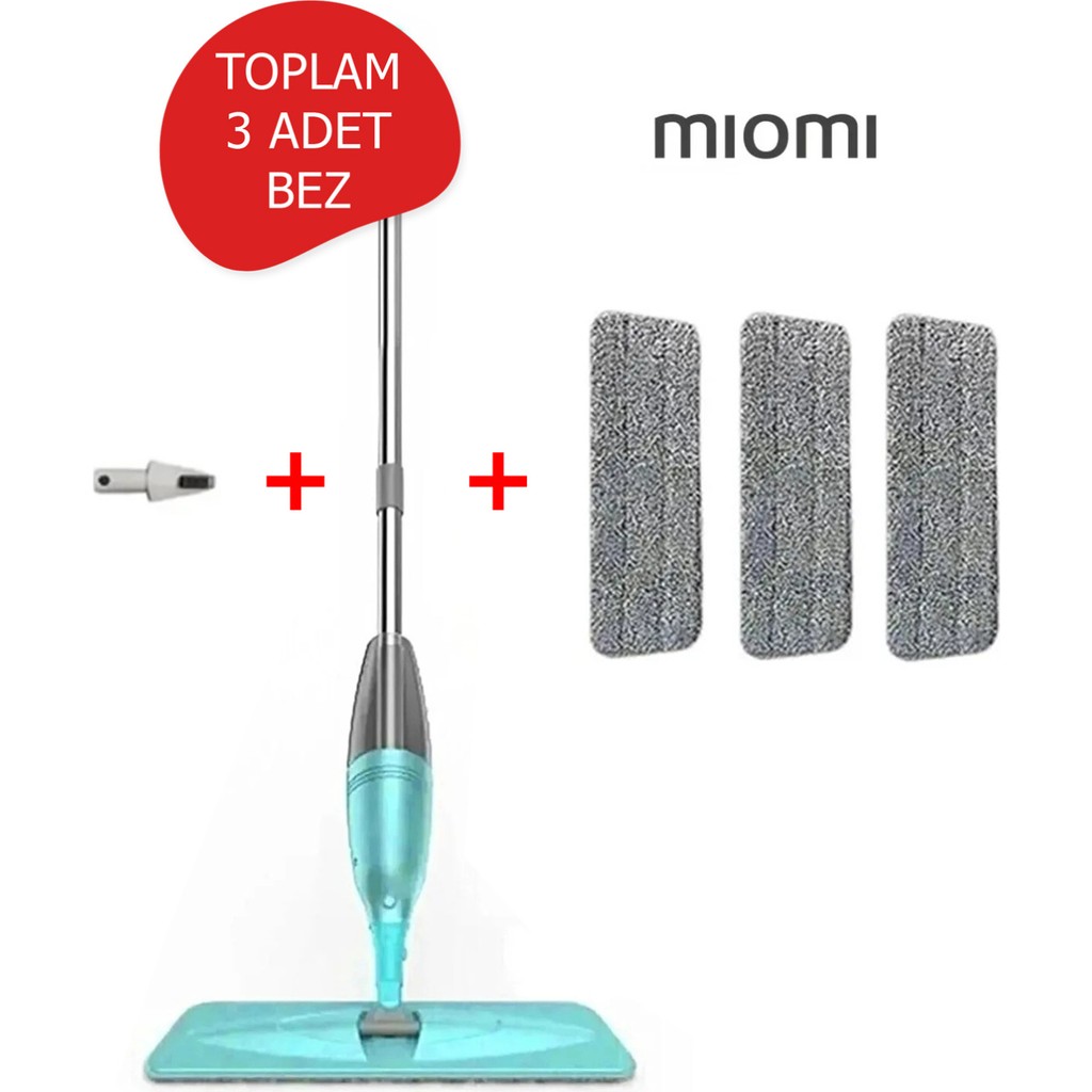 Miomi Sprey Mop 300CC Su Hazneli Pratik Temizlik 3 Adet Mop ( Distribütör Garantili ) Diğer Fiyatı