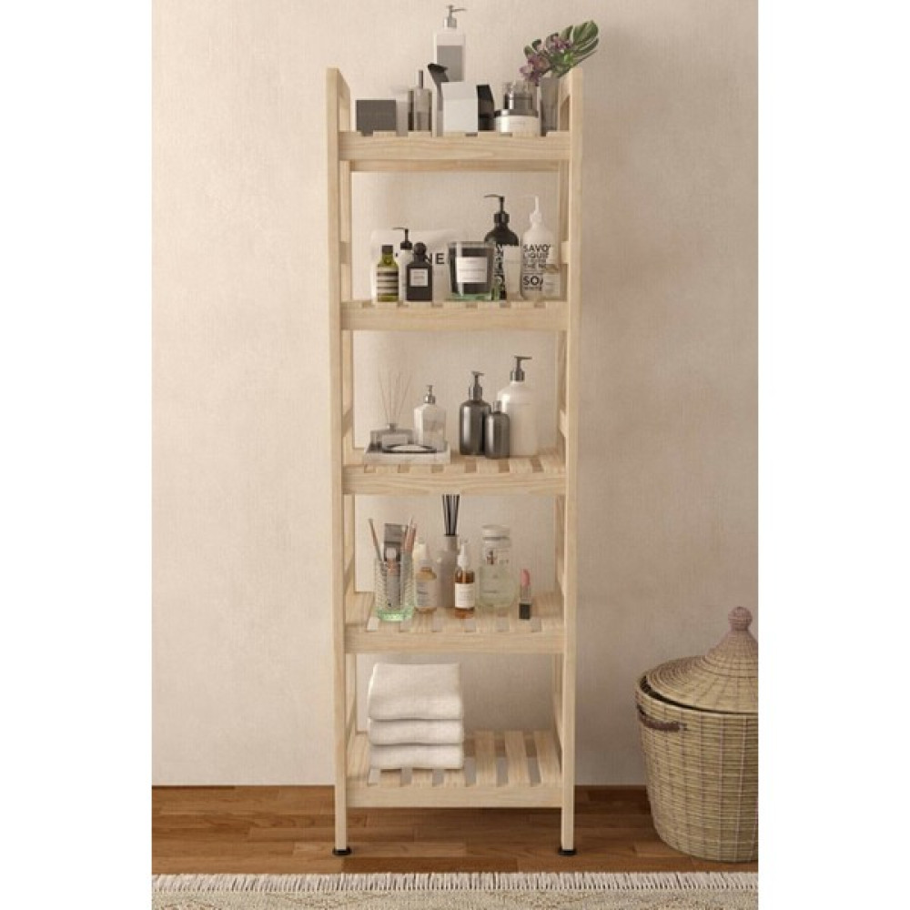 Mira Ahşap, 5 Katlı Banyo Dolabı, Banyo Rafı, 144x45x26 cm - Akça Gardrop & Dolap Fiyatı