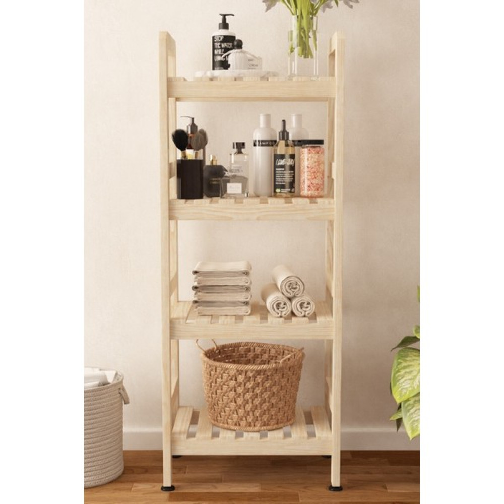 Mira Ahşap Ahşap Banyo Dolabı 4 Katlı Havluluk 110X45X30 cm - Akça Gardrop & Dolap Fiyatı