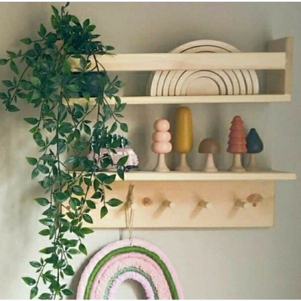 Mira Ahşap, Askılık Raf ve Kitaplık Raf, Eğitici Montessori Raf, 2li, 60 cm Duvar Rafı Fiyatı