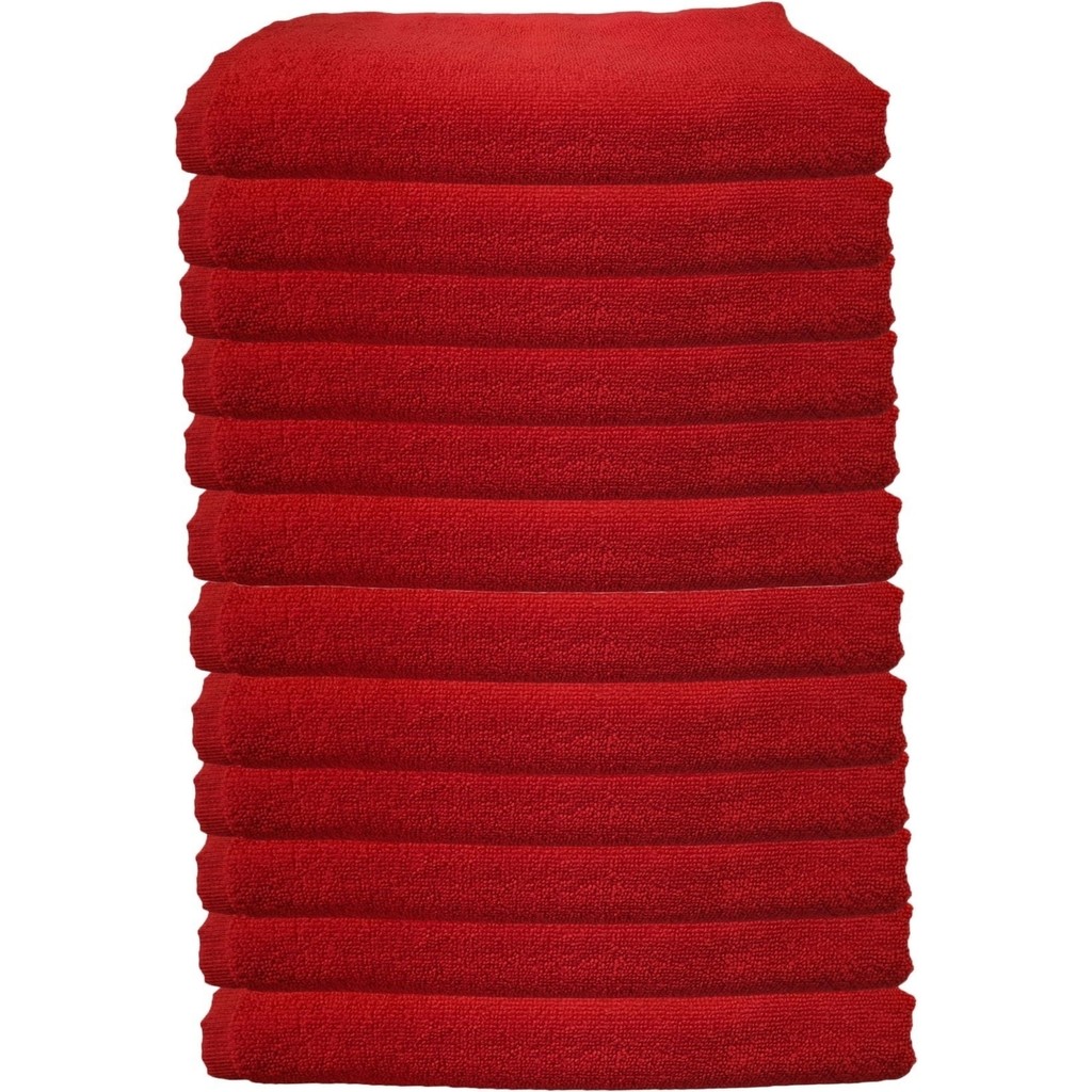 Mira Home 12'li Boya Tutmayan Mikrofiber El Yüz Spor Kuaför Havlusu 50X90 cm - 50 x 90 cm - Kırmızı El / Yüz Havlusu Fiyatı