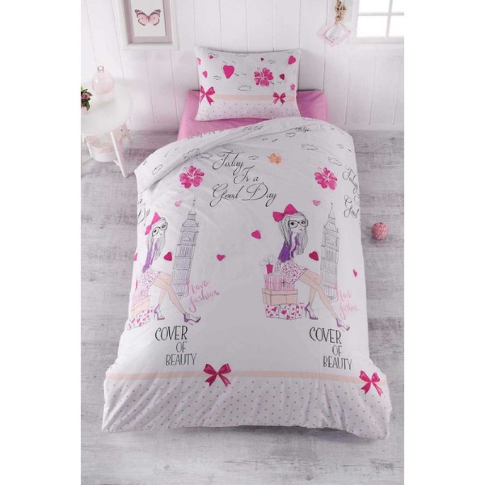 Mira Home Tek Kişilik Genç Kız Çocuk Nevresim Takımı Good Day - Pembe - Gri - 160 x 200 cm Bebek Nevresim Takımı Fiyatı