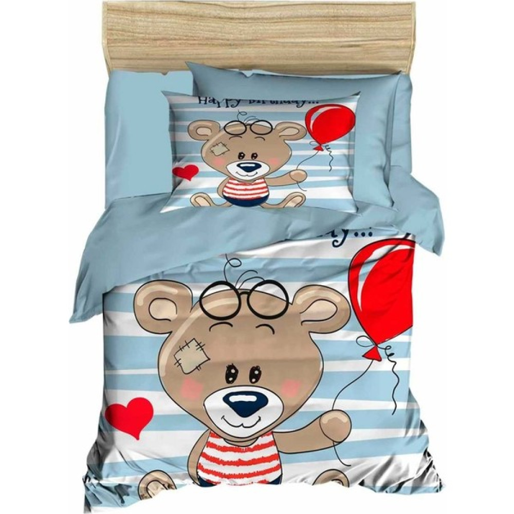 Mira Home Yenidoğan Erkek Bebek Nevresim Takımı &100 Pamuklu Bear Baloon - Renkli - 100 x 150 cm Bebek Nevresim Takımı Fiyatı