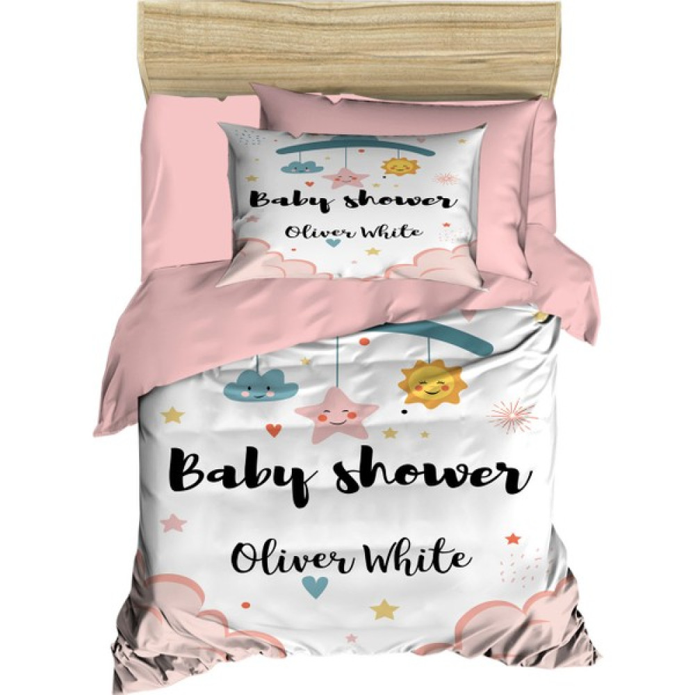 Mira Home Yenidoğan Kız Bebek Nevresim Takımı 3D Pamuklu Baby Shower White - Pembe - 100 x 150 cm Bebek Nevresim Takımı Fiyatı