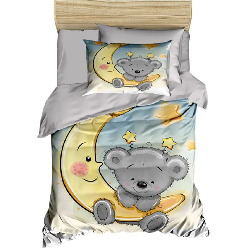 Mira Home Yenidoğan Kız / Erkek Unisex Bebek Nevresim Takımı 3D Pamuklu Aydaki Ayıcık - Gri - 100 x 150 cm Bebek Nevresim Takımı Fiyatı