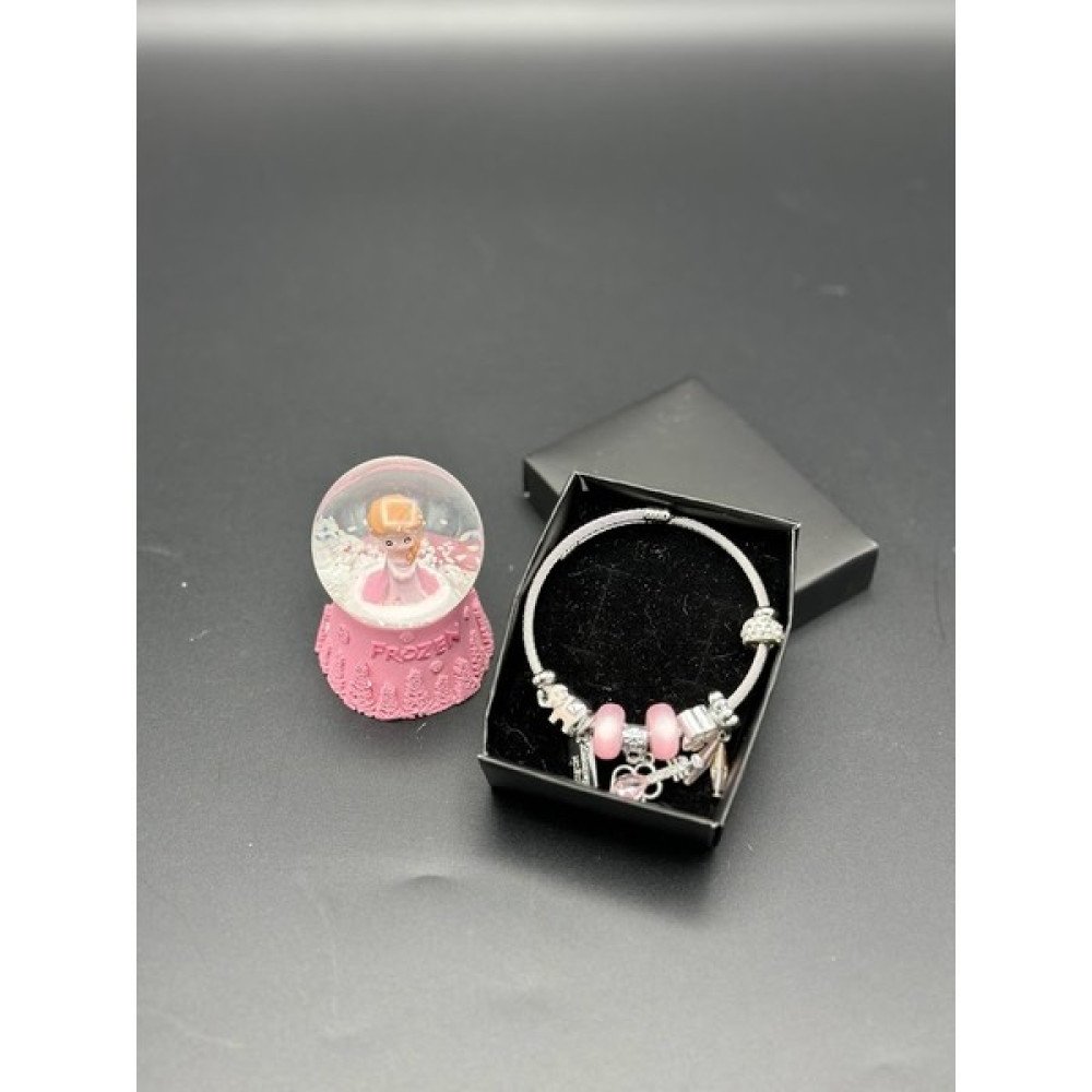 Mirabella Gift Frozen Temalı Işıklı Kar Küresi Mini Boy ve Charmlı Pandora Çelik Paslanmaz Bileklik Doğum Günü Hediye Kutusu Altın, Takı & Aksesuar Fiyatı