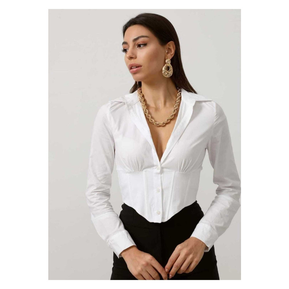 mirabella Kadın Crop Gömlek Slim Fit Dar Kesim Beli Lastikli Beyaz S Beden Kadın Gömlek Fiyatı