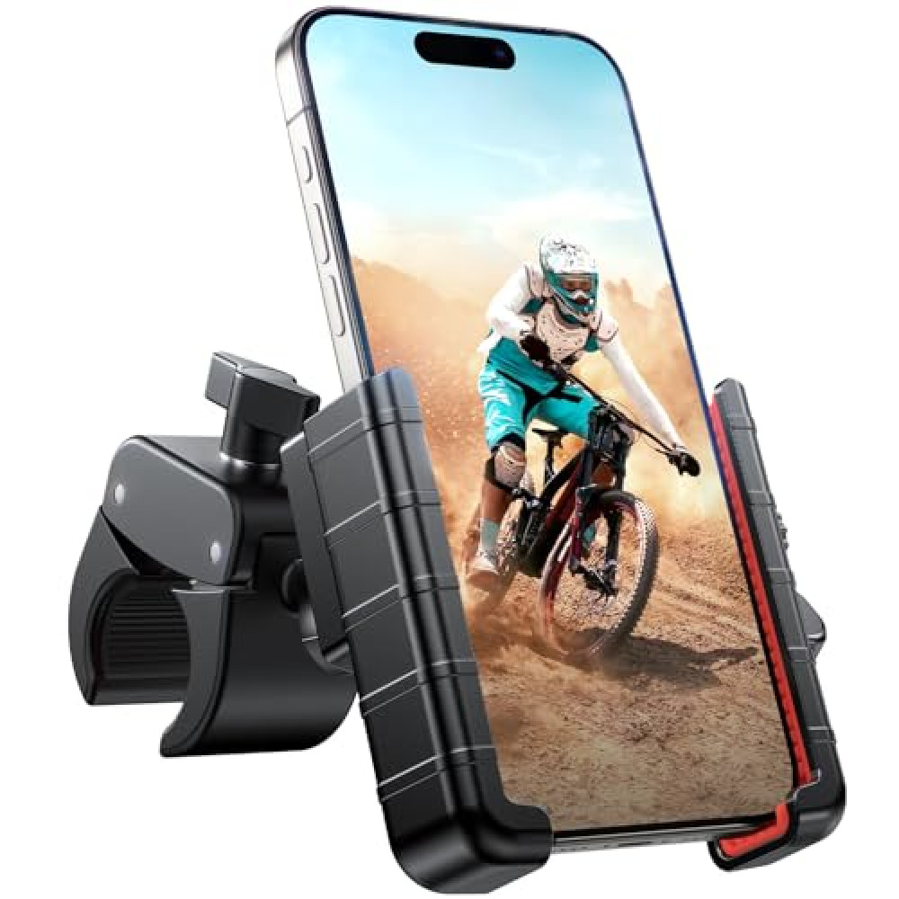 Miracase Bike Phone Holder, [Support Video Recording] Motorcycle Phone Mount, [Quick Lock] Bicycle Phone Mount Handlebar Cell Phone Clamp for Scooter, Friendly Compatible with iPhone Samsung Red