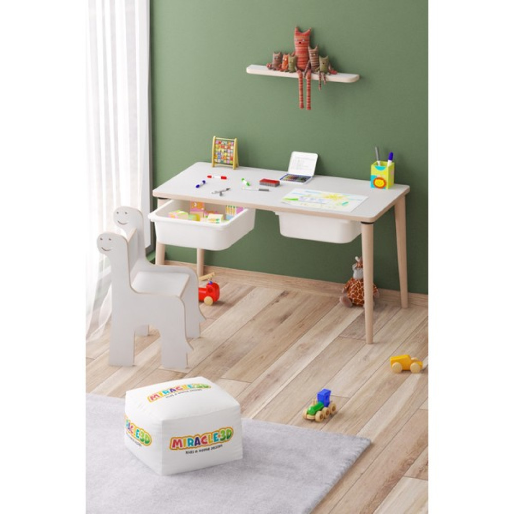 Miracle 3D Çocuk Çalışma Masası Aktivite Masası - Beyaz Bebek Odası Tekstili Fiyatı