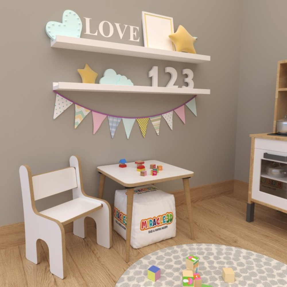 Miracle 3D Çocuk Oyun Etkinlik Çalışma Masası ve Sırt Dayamalı Sandalye Aktivite Masası - Beyaz Bebek Odası Tekstili Fiyatı
