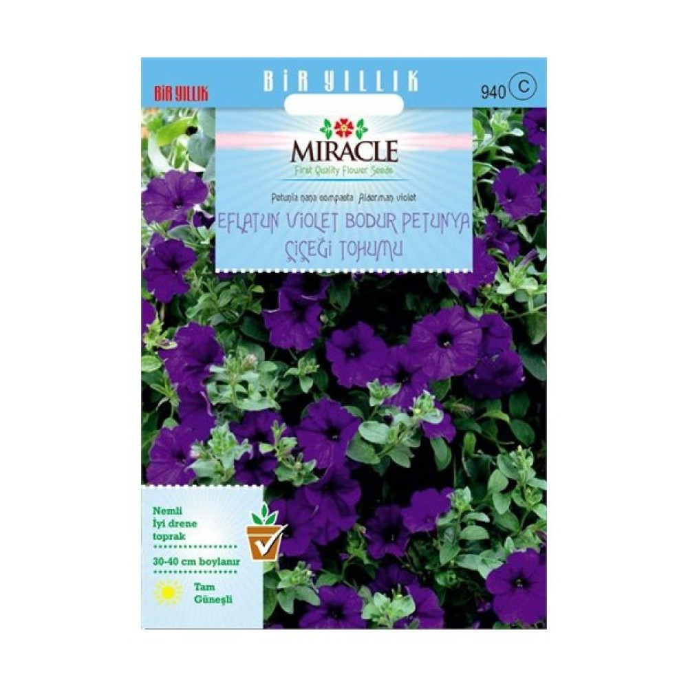 Miracle Tohum Eflatun Alderman Violet Bodur Petunya Çiçeği Tohumu (800 Tohum) Tohum Fiyatı