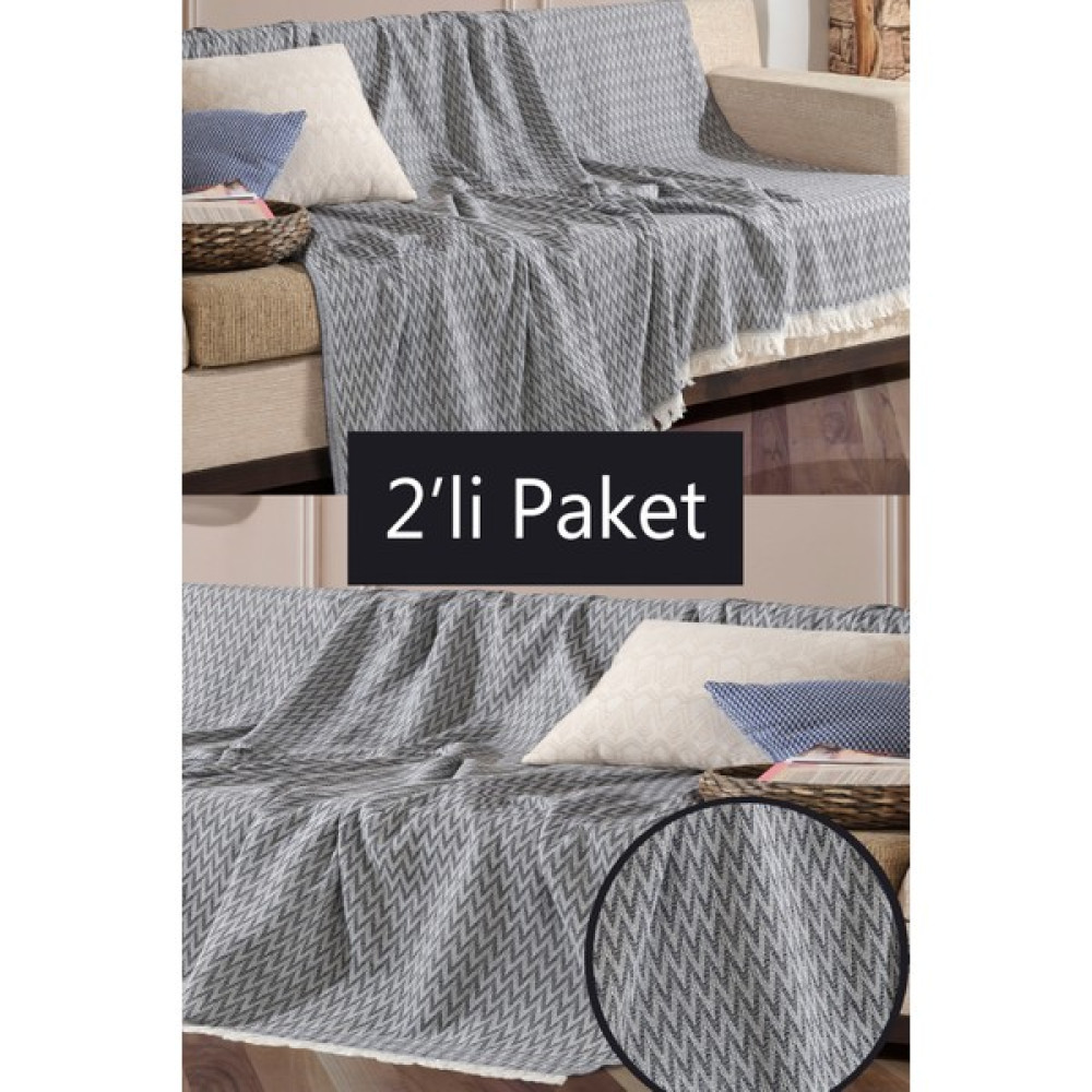 Miracolo Home 2'li Set Pratik Optimal Kaymaz Tasarım 180X220 cm Koltuk Örtüsü Önden Saçaklı-Siyah - Siyah - 180 x 220 cm Koltuk & Kanepe Örtüsü Fiyatı