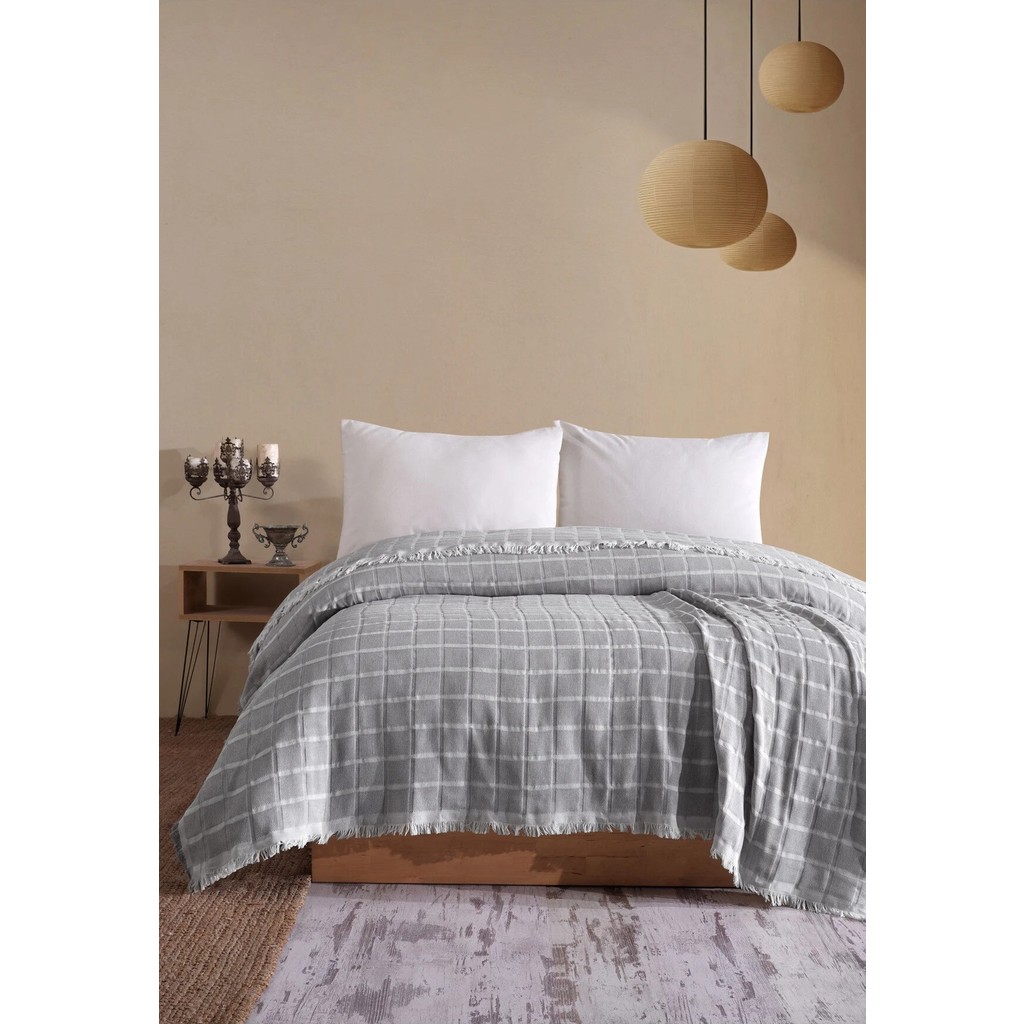 Miracolo Home Gri Müslin 4 Katlı Yatak Örtüsü Pike Tek Kişilik Pamuklu Pike 170X204 Yatak Örtüsü Fiyatı