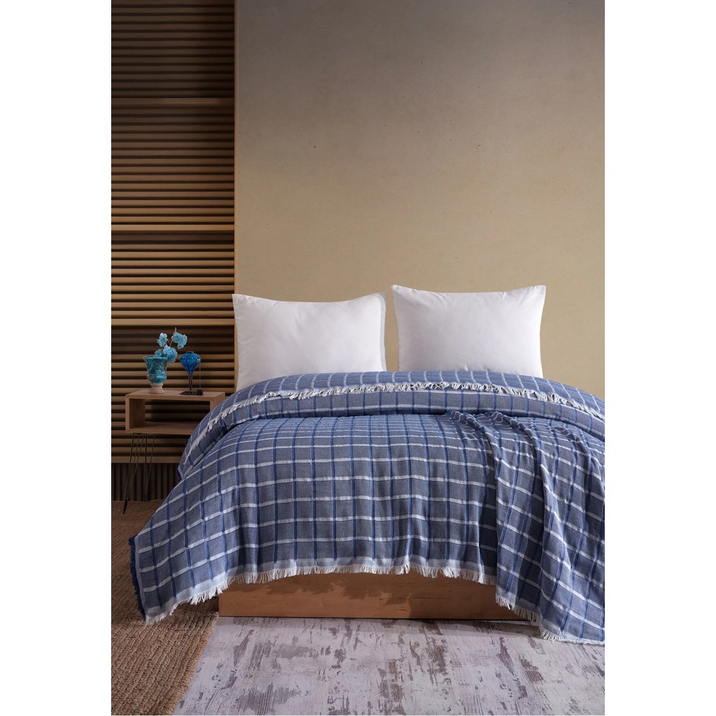 Miracolo Home Lacivert Müslin 4 Katlı Yatak Örtüsü Pike Tek Kişilik Pamuklu Pike 170X202 Yatak Örtüsü Fiyatı