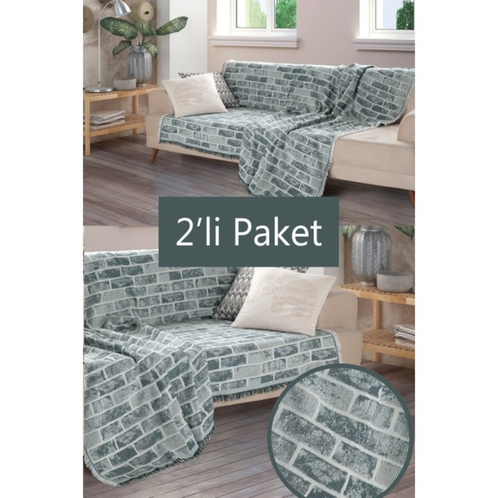 Miracolo Home Optimal Kaymaz Tasarım Koltuk Kanepe Çekyat Örtüsü Tuğla Desen 180X220 Cm.-Yeşil - Haki Yeşili - 180 x 220 cm Koltuk & Kanepe Örtüsü Fiyatı