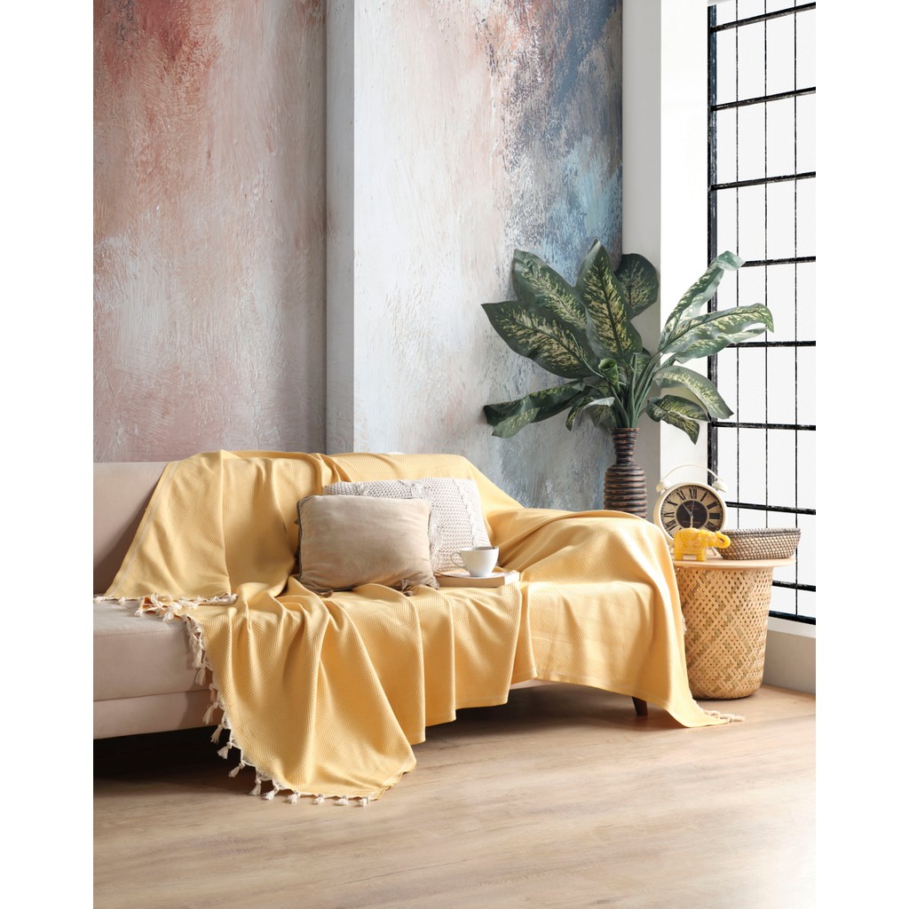 Miracolo Home Pamuklu Dekoratif Koltuk Kanepe Çekyat Örtüsü 170X230 Boyutlu Optimal Kaymaz Tasarım-Hardal - Hardal - 170 x 230 cm Koltuk Fiyatı