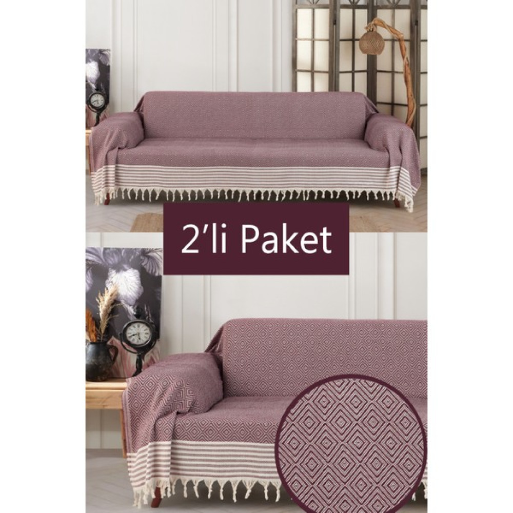 Miracolo Home Pamuklu Kolları Örten 310 cm Koltuk Kanepe Çekyat Örtüsü Önden Saçaklı Kaymaz Tasarım Çok Amaçlı Paket Içeriği 2 Adet-Bordo - Bordo Koltuk & Kanepe Örtüsü Fiyatı