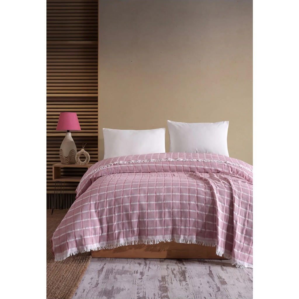 Miracolo Home Pembe Müslin 4 Katlı Yatak Örtüsü Pike Tek Kişilik Pamuklu Pike 170X205 Yatak Örtüsü Fiyatı